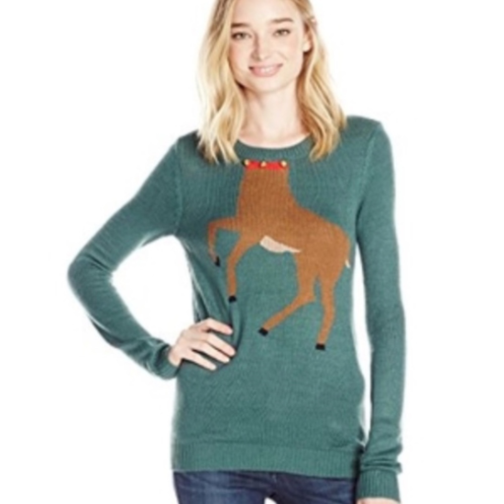 Christmas Holiday Jingle Bell Reindeer Sweater Top